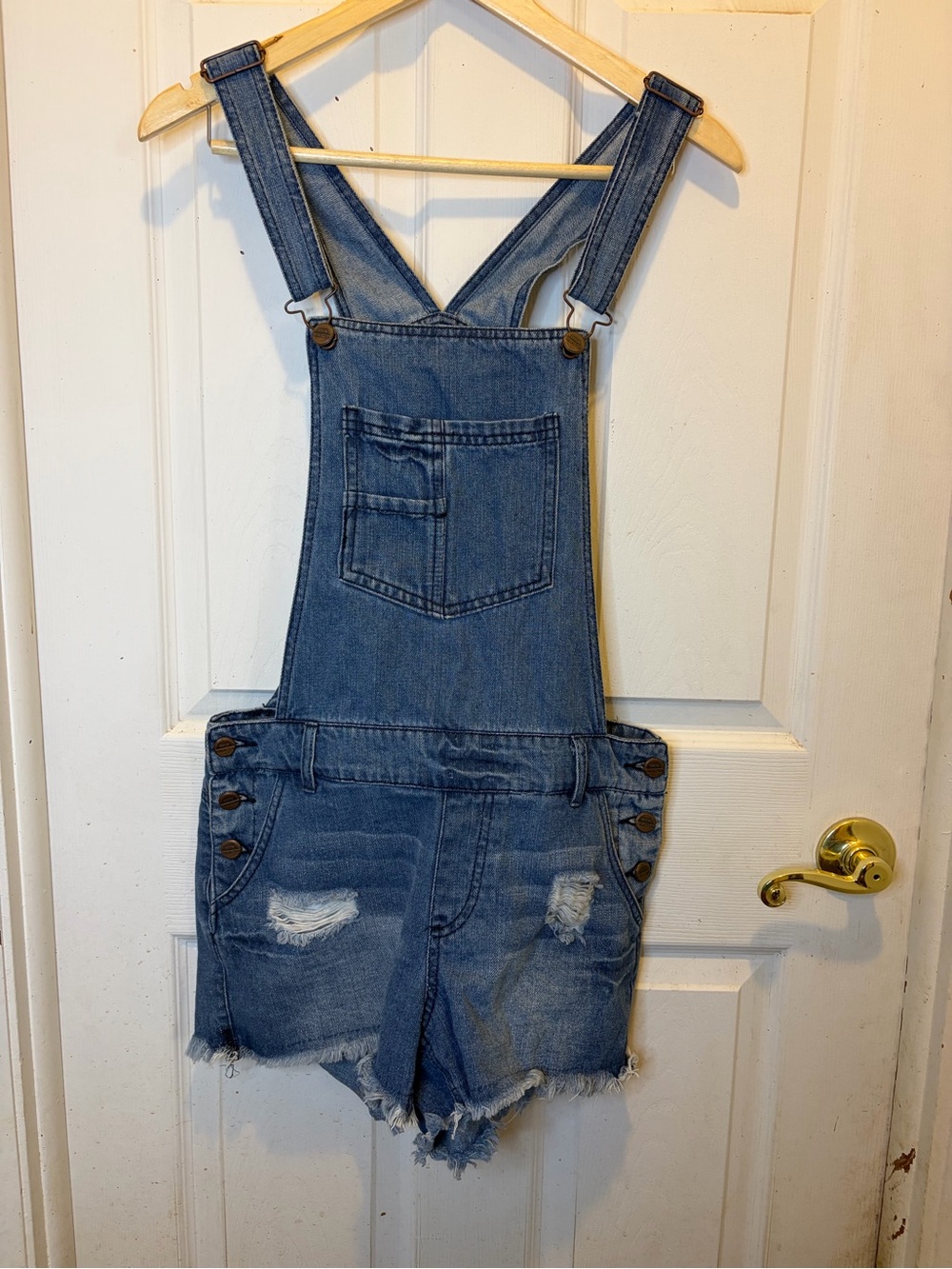 Ci Sono Light Blue Denim Shorts Overalls